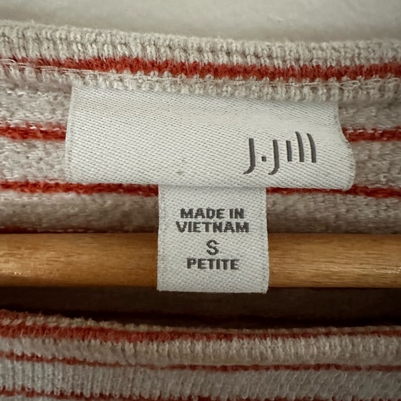 J.Jill Striped Tunic Sweater, orange/cream, size SP - Picture 3 of 3